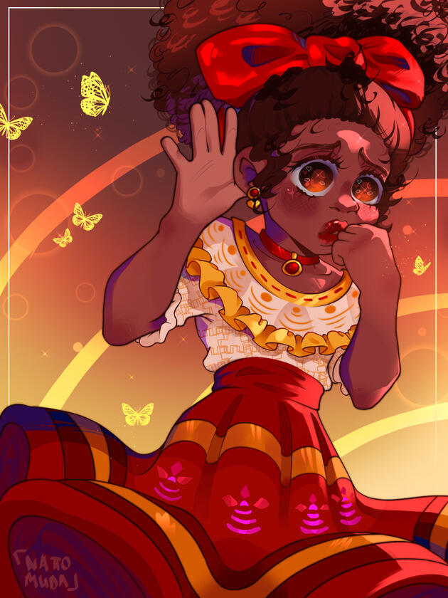 Thin lineart style with simple background